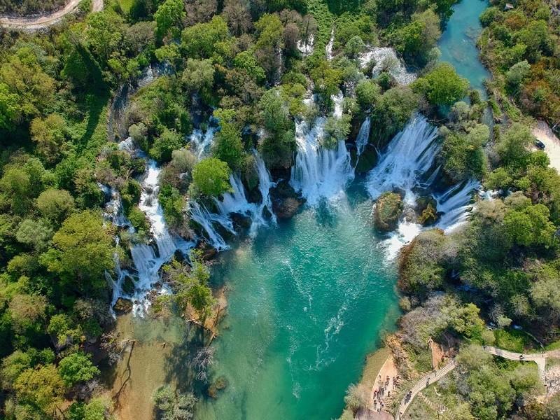 Arial view of Krkavice waterfall