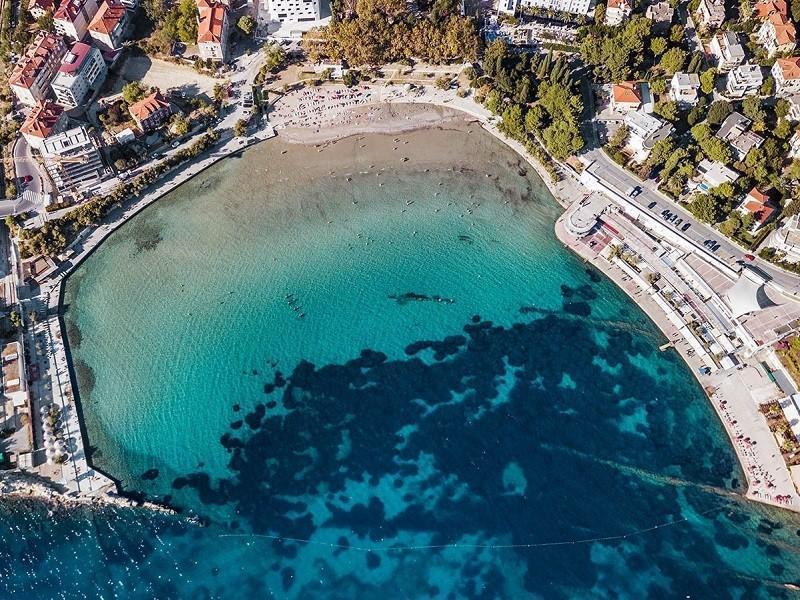 Arial view of bacvice beach in Split Croatia